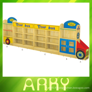 Cabinet de stockage de jouets en bois de bus touristique